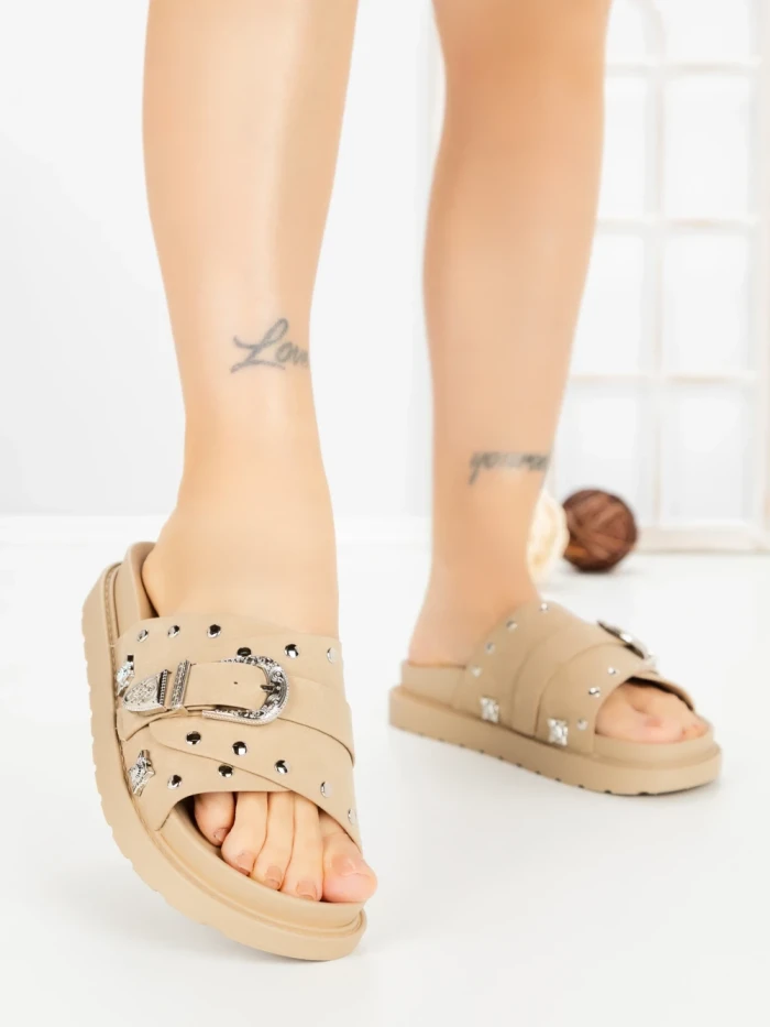 Papuci Dama cu Talpa Joasa JM376 TAUPE | ANNALISE