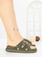 Papuci Dama cu Talpa Joasa JM376 GREEN | ANNALISE