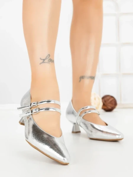 Pantofi cu Toc mic JM270E SILVER | ANNALISE