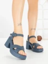 Sandale Dama cu Toc Gros si Platforma A68350 BLUE | ANDERINA