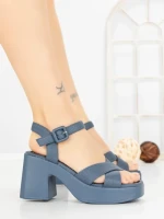 Sandale Dama cu Toc Gros si Platforma A68350 BLUE | ANDERINA