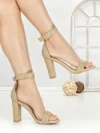 Sandale Dama cu Toc Gros 168-5B GOLD | CHERIE