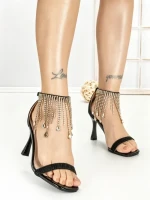 Sandale Dama cu Toc Subtire J-205 BLACK | CHERIE