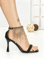 Sandale Dama cu Toc Subtire J-205 BLACK | CHERIE