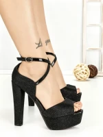 Sandale Dama cu Toc Gros si Platforma SQ-51 BLACK | CHERIE