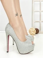 Pantofi cu Toc si Platforma SQ-102 SILVER | CHERIE