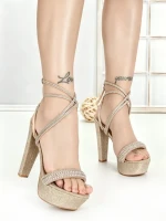 Sandale Dama cu Toc Gros si Platforma J-211 CHAMPAGNE | CHERIE