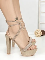 Sandale Dama cu Toc Gros si Platforma J-211 CHAMPAGNE | CHERIE
