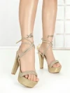 Sandale Dama cu Toc Gros si Platforma J-211 GOLD | CHERIE