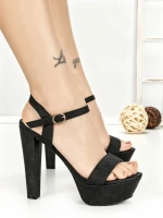 Sandale Dama cu Toc Gros si Platforma J-212A BLACK | CHERIE