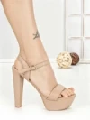 Sandale Dama cu Toc Gros si Platforma J-212 NUDE | CHERIE