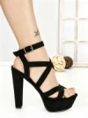 Sandale Dama cu Toc Gros si Platforma 168-1 BLACK | CHERIE