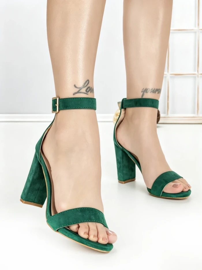 Sandale Dama cu Toc Gros 168-5 GREEN | CHERIE