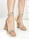 Sandale Dama cu Toc Gros 168-5 GOLD | CHERIE