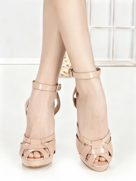 Sandale Dama cu Toc Gros si Platforma 168-92 NUDE | CHERIE