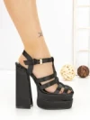 Sandale Dama cu Toc Gros si Platforma P-1287 BLACK | STEPHAN