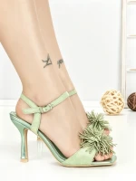 Sandale Dama cu Toc Subtire P-1345 GREEN | STEPHAN