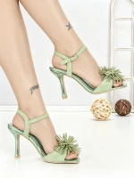 Sandale Dama cu Toc Subtire P-1345 GREEN | STEPHAN