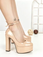 Pantofi cu Toc Gros si Platforma C-240 BEIGE | STEPHAN