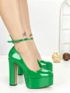 Pantofi cu Toc Gros si Platforma C-240 GREEN | STEPHAN