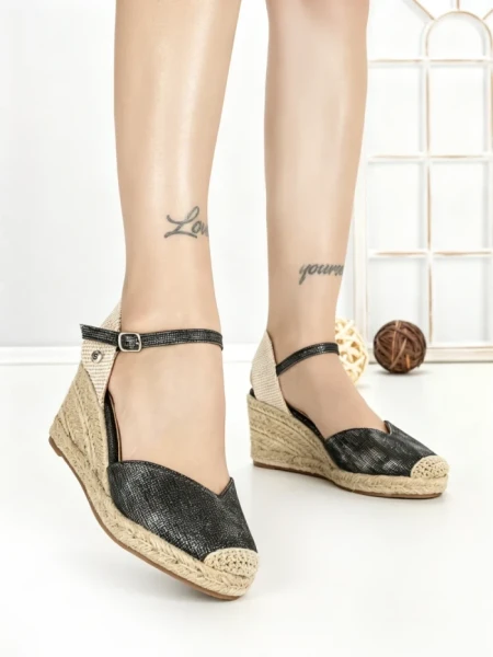 Sandale Dama cu Platforma XG-12 BLACK | STEPHAN