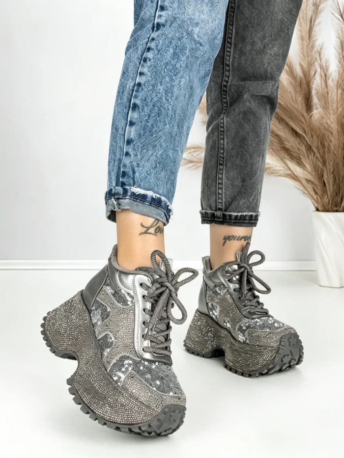 Ghete Dama cu Platforma 8580-2 GREY | MEI