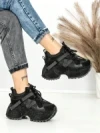 Pantofi Sport Dama cu Platforma 6580-7 BLACK | MEI
