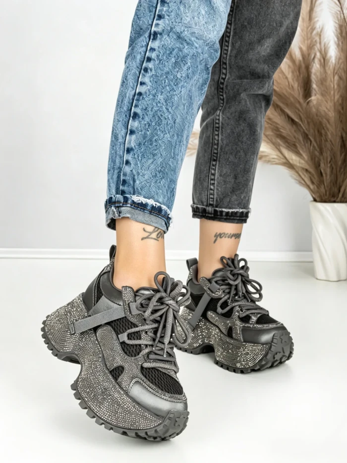 Pantofi Sport Dama cu Platforma 6580-8 GREY | MEI