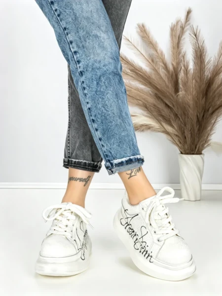 Pantofi Sport Dama din piele naturala 719-2 SILVER | PANTOFUL