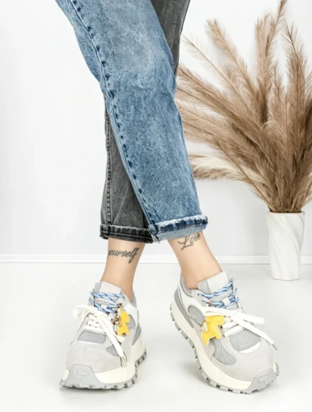 Pantofi Sport Dama din piele naturala 3651-3 GREY | PANTOFUL