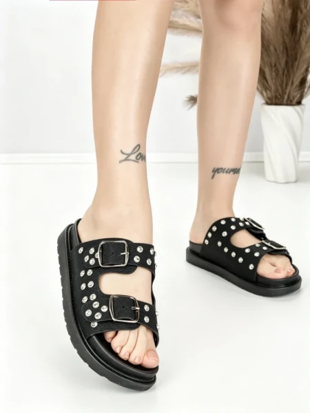 Papuci Dama cu Talpa Joasa BE-109 BLACK | BEUE SHOES