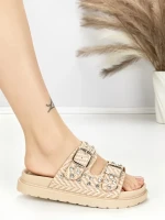 Papuci Dama cu Talpa Joasa BE-109 BEIGE | BEUE SHOES