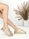 Papuci Dama cu Talpa Joasa BE-109 GOLD | BEUE SHOES