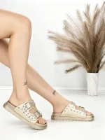 Papuci Dama cu Talpa Joasa BE-109 GOLD | BEUE SHOES