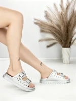Papuci Dama cu Talpa Joasa BE-109 SILVER | BEUE SHOES