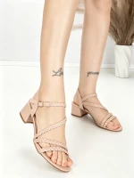 Sandale Dama cu Toc Gros BE-6009 PINK | BEUE SHOES