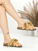 Papuci Dama cu Talpa Joasa BE-1060 BEIGE | BEUE SHOES