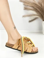 Papuci Dama cu Talpa Joasa BE-1060 BEIGE | BEUE SHOES