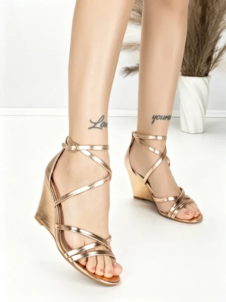 Sandale Dama cu Platforma BE-6013 CHAMPAGNE | BEUE SHOES