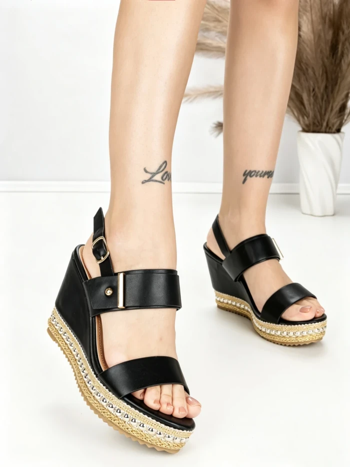 Sandale Dama cu Platforma BE-9023 BLACK | BEUE SHOES