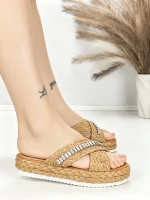 Papuci Dama cu Talpa Joasa BE-6077 KHAKI | BEUE SHOES