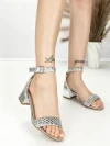 Sandale Dama cu Toc Gros BE-6011 SILVER | BEUE SHOES