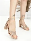 Sandale Dama cu Toc Gros BE-6055 CHAMPAGNE | BEUE SHOES