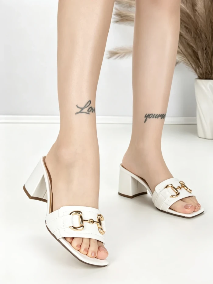 Papuci Dama cu Toc BE-9041 WHITE | BEUE SHOES
