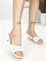 Papuci Dama cu Toc Subtire BE-651 WHITE | BEUE SHOES