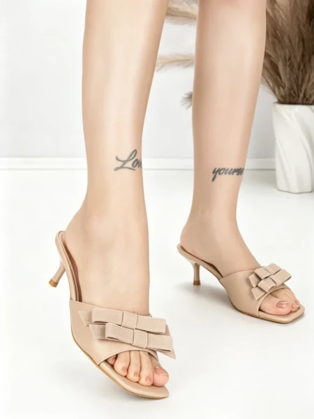 Papuci Dama cu Toc Subtire BE-651 KHAKI | BEUE SHOES