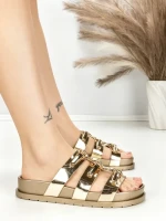 Papuci Dama cu Talpa Joasa BE-106 GOLD | BEUE SHOES