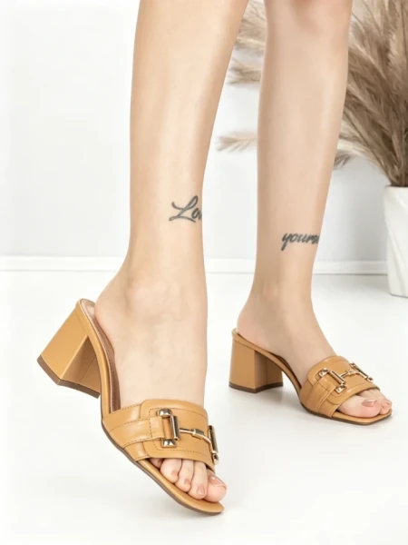 Papuci Dama cu Toc K-8080 BEIGE | BEUE SHOES