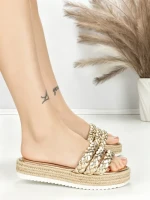 Papuci Dama cu Talpa Joasa BE-6073 GOLD | BEUE SHOES