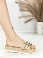 Papuci Dama cu Talpa Joasa BE-6073 GOLD | BEUE SHOES